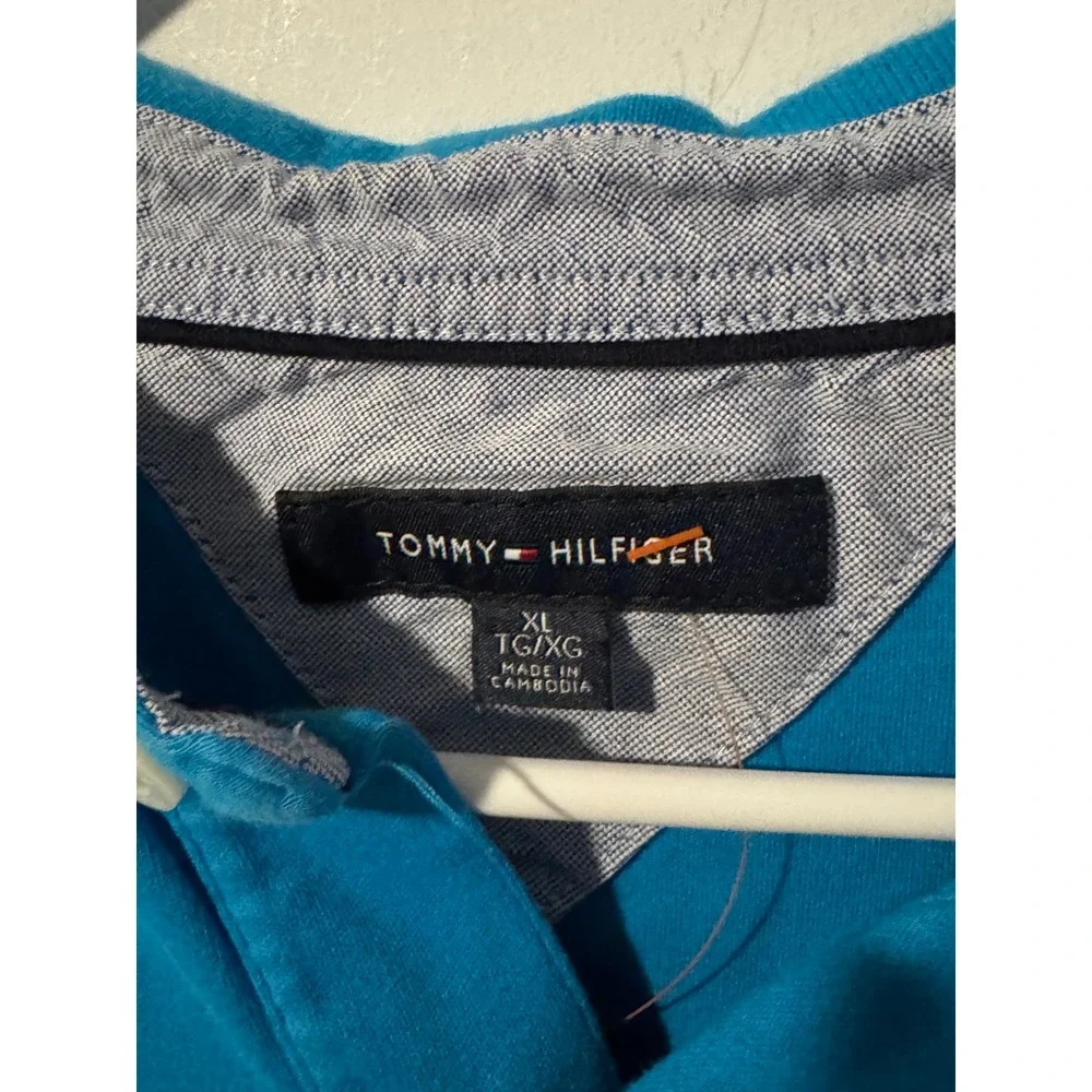 Tommy Hilfiger Mens XL Bright Blue Short Sleeve Pique Polo Shirt Classic Fit